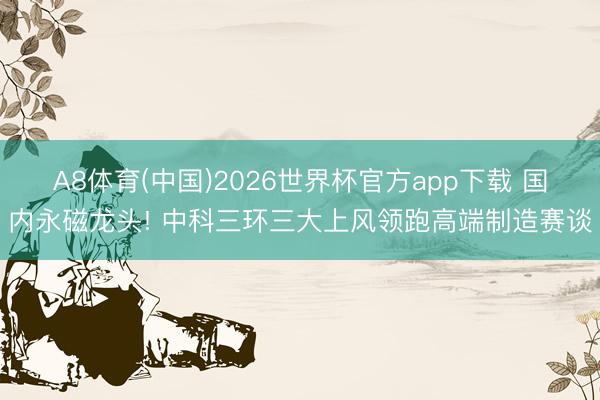 A8体育(中国)2026世界杯官方app下载 国内永磁龙头! 中科三环三大上风领跑高端制造赛谈