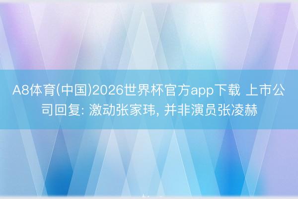 A8体育(中国)2026世界杯官方app下载 上市公司回复: 激动张家玮， 并非演员张凌赫