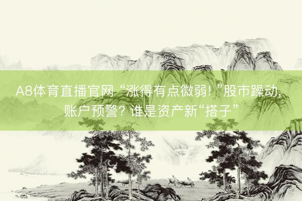 A8体育直播官网 “涨得有点微弱! ”股市躁动， 账户预警? 谁是资产新“搭子”