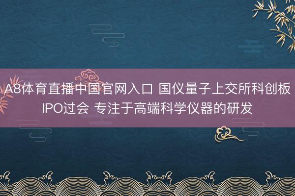 A8体育直播中国官网入口 国仪量子上交所科创板IPO过会 专注于高端科学仪器的研发