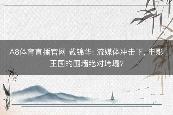 A8体育直播官网 戴锦华: 流媒体冲击下， 电影王国的围墙绝对垮塌?