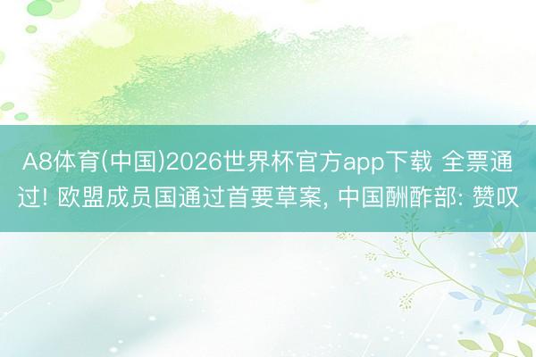 A8体育(中国)2026世界杯官方app下载 全票通过! 欧盟成员国通过首要草案， 中国酬酢部: 赞叹