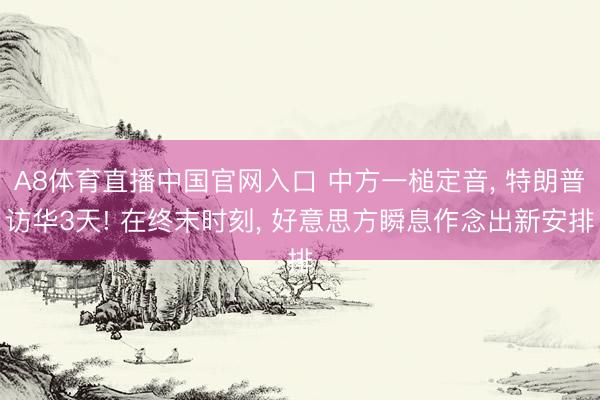 A8体育直播中国官网入口 中方一槌定音， 特朗普访华3天! 在终末时刻， 好意思方瞬息作念出新安排