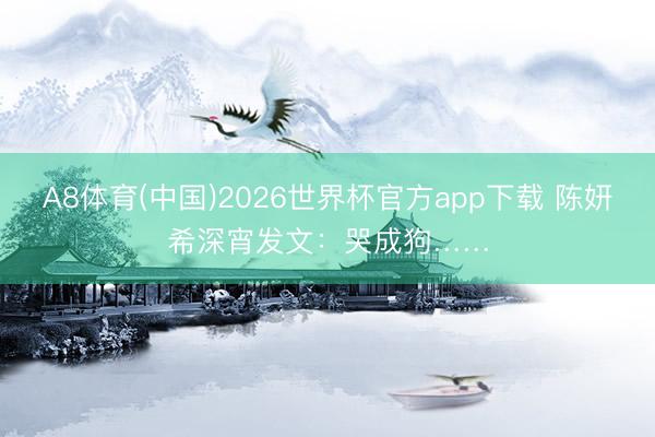 A8体育(中国)2026世界杯官方app下载 陈妍希深宵发文：哭成狗……
