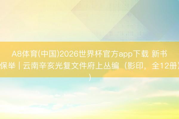 A8体育(中国)2026世界杯官方app下载 新书保举 | 云南辛亥光复文件府上丛编（影印，全12册）