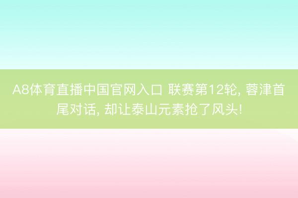 A8体育直播中国官网入口 联赛第12轮， 蓉津首尾对话， 却让泰山元素抢了风头!