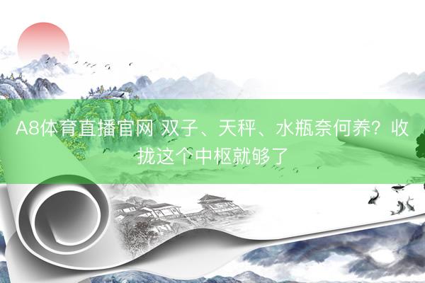 A8体育直播官网 双子、天秤、水瓶奈何养？收拢这个中枢就够了