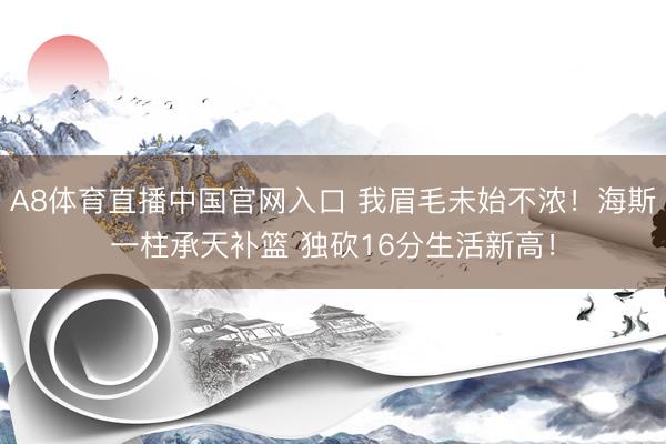 A8体育直播中国官网入口 我眉毛未始不浓！海斯一柱承天补篮 独砍16分生活新高！