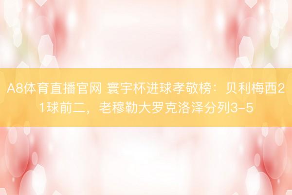 A8体育直播官网 寰宇杯进球孝敬榜：贝利梅西21球前二，老穆勒大罗克洛泽分列3-5