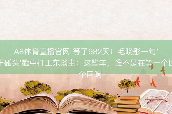 A8体育直播官网 等了982天!毛晓彤一句'终于碰头'戳中打工东谈主:这些年,谁不是在等一个回响